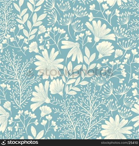 Seamless floral background pattern. Romantic retro background for posters, placards, invitation, wedding, greeting and save the date cards.