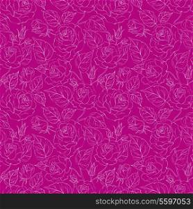 Seamless floral background with pink roses. Vector illustration.