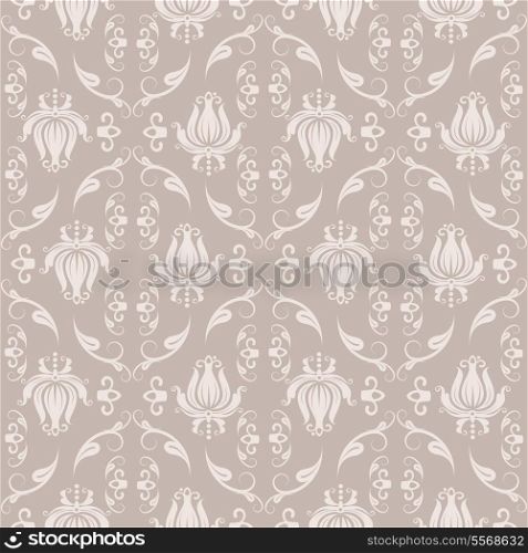 Seamless floral beige damask pattern vector illustration