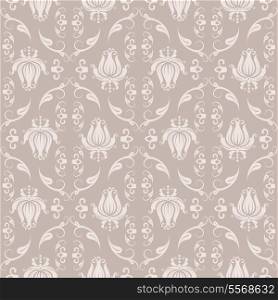Seamless floral beige damask pattern vector illustration