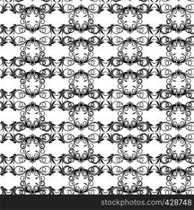 Seamless floral monochrome vector pattern made with interwoven wavy lines and curves as a fabric texture