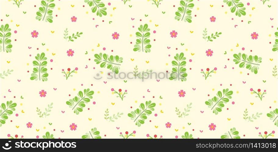 Seamless floral pattern background, Flower vector illustration, Hand drawn decorative element, Seamless backgrounds and wallpapers for fabric, packaging, Decorative print, Textile, repeating pattern