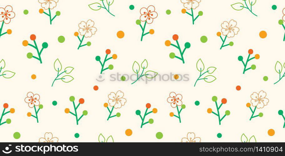 Seamless floral pattern background, Vector flower ornament, Hand drawn decorative element, Seamless backgrounds and wallpapers for fabric, packaging, Decorative print, Textile, repeating pattern