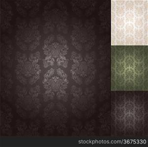 Seamless floral pattern - beige, green, black