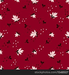 Seamless Floral Pattern. Fashion textile pattern with decorative jasmine flowers and leaves on red background. Vector illustration. Seamless Floral Pattern. Fashion textile pattern with decorative flowers and leaves on red background. Vector illustration.