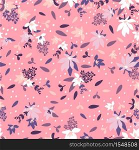 Seamless Floral Pattern. Fashion textile pattern with decorative leaves, flowers and branches in dust pink shades. Vector illustration. Seamless Floral Pattern. Fashion textile pattern with decorative leaves, flowers and branches in dust pink shades. Vector illustration.