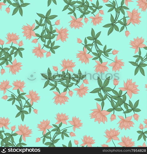 Seamless floral pattern. For easy making seamless pattern just drag all group into swatches bar, and use it for filling any contours. Vector illustration.