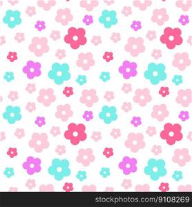 Seamless floral pattern. Plenty of little flowers on the white background. Vector design.