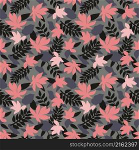 Seamless floral pattern, vector seamless background with summer exotic leaves. Organic flat style vector illustration. Seamless floral pattern, vector seamless background with summer exotic leaves. Organic flat style vector illustration.