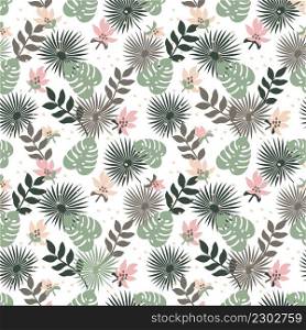 Seamless floral pattern, vector seamless background with summer exotic leaves. Organic flat style vector illustration. Seamless floral pattern, vector seamless background with summer exotic leaves. Organic flat style vector illustration.