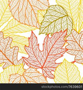 Seamless floral pattern with autumn foliage. Background of falling leaves.. Seamless floral pattern with autumn foliage.