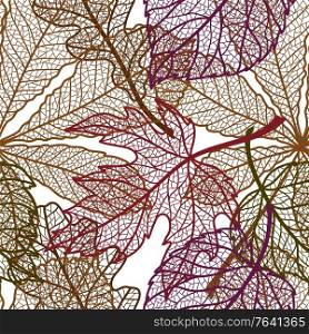 Seamless floral pattern with autumn foliage. Background of falling leaves.. Seamless floral pattern with autumn foliage.