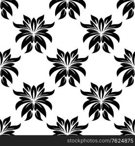 Seamless floral pattern with black dainty flowers for textile and fabric design