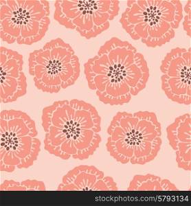 Seamless floral pattern with blooming poppies. Vector illustration.