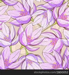 Seamless floral pattern with crocus