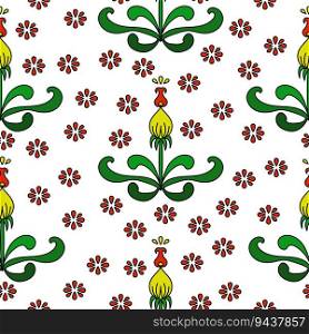 Seamless floral pattern with fantasy plant on white background vector illustration