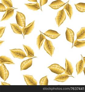 Seamless floral pattern with gold autumn foliage. Falling golden leaves.. Seamless floral pattern with gold autumn foliage.