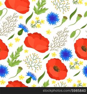 Seamless floral pattern with pretty spring flowers. Background for textile printing and wrapping paper. Seamless floral pattern with pretty spring flowers. Background for textile printing and wrapping paper.