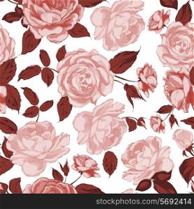 Seamless floral pattern with Rose. Vector illustration.