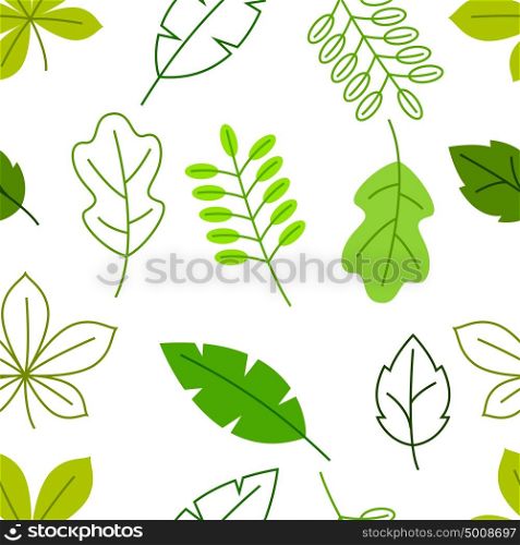 Seamless floral pattern with stylized green leaves. Spring or summer foliage. Seamless floral pattern with stylized green leaves. Spring or summer foliage.