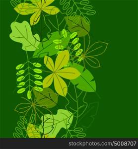 Seamless floral pattern with stylized green leaves. Spring or summer foliage. Seamless floral pattern with stylized green leaves. Spring or summer foliage.