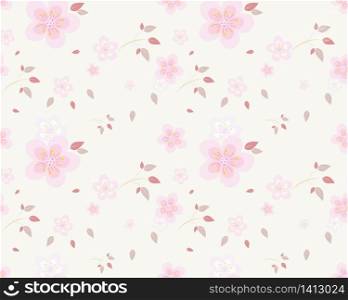 Seamless floral sakura pattern background, Vector cherry blossom and branch, Hand drawn decorative, Seamless backgrounds and wallpapers for fabric, packaging, Decorative print, Textile
