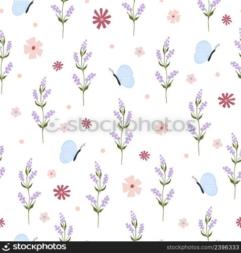 Seamless flower pattern. Bright floral background with blossoms and blooms print. Colored flat vector illustration for textile. Repeating texture design.. Seamless flower pattern. Bright floral background with blossoms and blooms print. Colored flat vector illustration for textile. Repeating texture design
