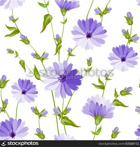 Seamless flower pattern of wild flower. Vector illustration.