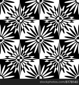 Seamless Flower Pattern. Vector Monochrome Texture. Seamless Flower Pattern