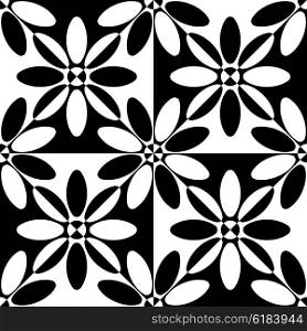 Seamless Flower Pattern. Vector Monochrome Texture. Seamless Flower Pattern