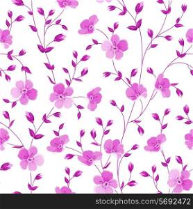 Seamless flowers pattern isolated on white background. Vector illustration.