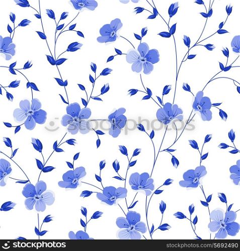 Seamless flowers pattern isolated on white background. Vector illustration.