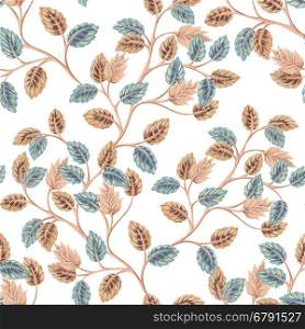 Seamless foliage retro background pattern. Decorative backdrop for fabric, textile, wrapping paper, card, invitation, wallpaper, web design