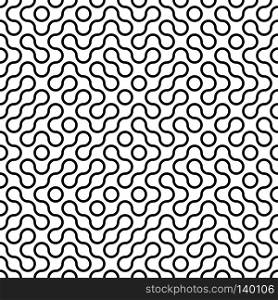 Seamless fractal halftone circles pattern. Truchet curved tiled background. Geometric irregular backdrop