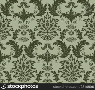 Seamless from leaves and flowers on green background (can be repeated and scaled in any size)