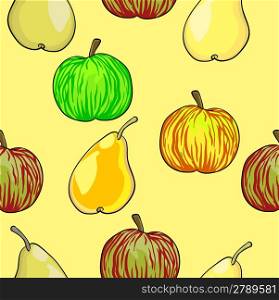 Seamless fruit pattern apples and pears vector illustration