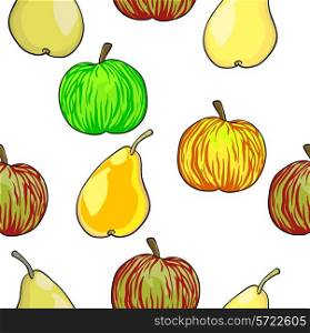 Seamless fruit pattern apples and pears vector illustration