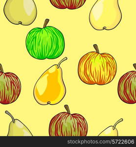 Seamless fruit pattern apples and pears vector illustration