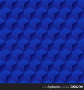 Seamless geometric 3d pattern, hexagon pattern, blue pattern with cubes, vector illustration