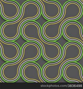 Seamless geometric background. Modern 3D texture. Pattern with realistic shadow and cut out of paper effect.Green and orange tangled.