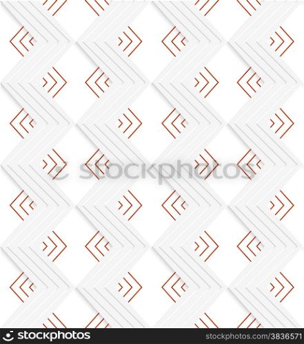 Seamless geometric background. Modern 3D texture. Pattern with realistic shadow and cut out of paper effect.White embossed zigzag with red.