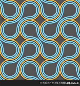Seamless geometric background. Modern 3D texture. Pattern with realistic shadow and cut out of paper effect.Blue and orange tangled.