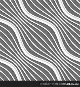 Seamless geometric background. Modern monochrome 3D texture. Pattern with realistic shadow and cut out of paper effect.3D diagonal striped waves.