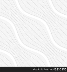 Seamless geometric background. Modern monochrome 3D texture. Pattern with realistic shadow and cut out of paper effect.3D white diagonal striped waves.