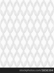 Seamless geometric background. Modern monochrome 3D texture. Pattern with realistic shadow and cut out of paper effect.3D interlocking ovals.