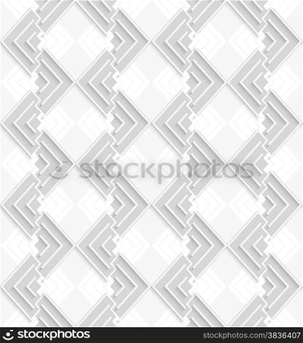 Seamless geometric background. Modern monochrome 3D texture. Pattern with realistic shadow and cut out of paper effect.3D white and gray corners.