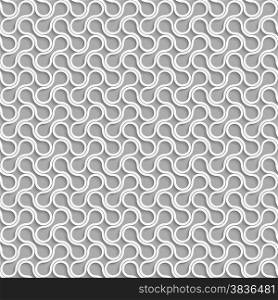 Seamless geometric background. Modern monochrome 3D texture. Pattern with realistic shadow and cut out of paper effect.3D white shapes on gray background.
