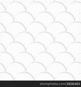 Seamless geometric background. Modern monochrome 3D texture. Pattern with realistic shadow and cut out of paper effect.3D white overlapping half circles.