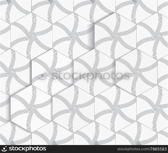 Seamless geometric background. Modern monochrome 3D texture. Pattern with realistic shadow and cut out of paper effect.Geometrical ornament with hexagons and lines.
