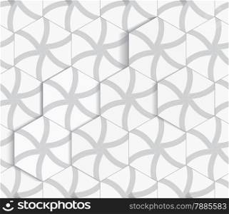Seamless geometric background. Modern monochrome 3D texture. Pattern with realistic shadow and cut out of paper effect.Geometrical ornament with hexagons and lines.